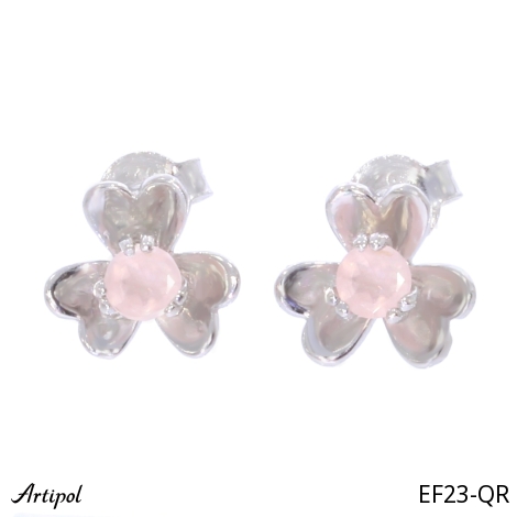 Earrings EF23-QR with real Rose quartz