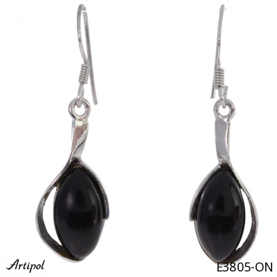 Earrings E3805-ON with real Black onyx
