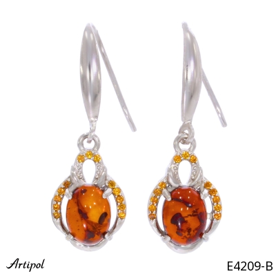 Earrings E4209-B with real Amber