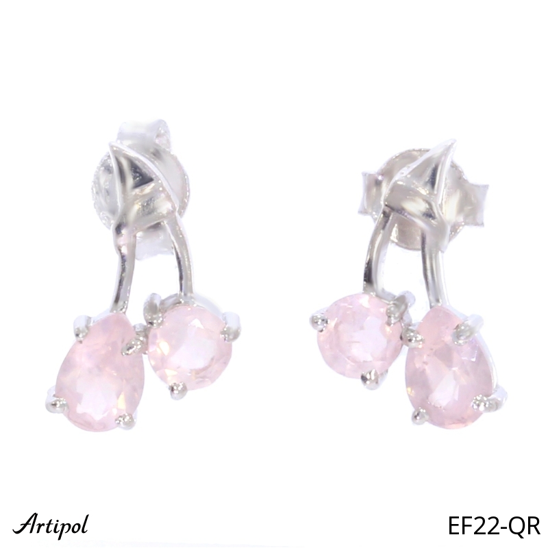 Boucles d'oreilles EF22-QR en Quartz rose véritable