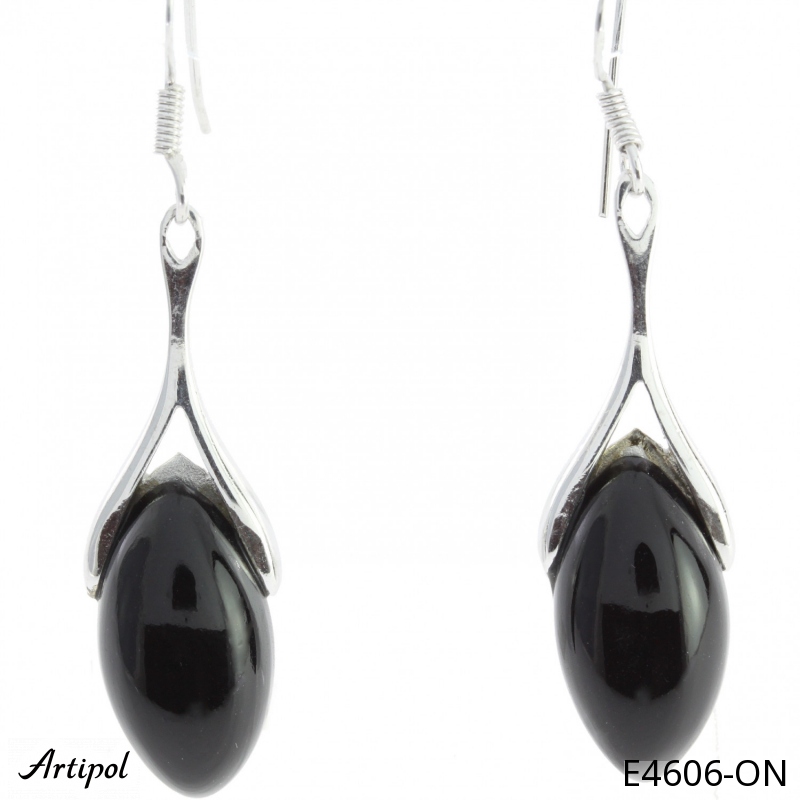Earrings E4606-ON with real Black onyx
