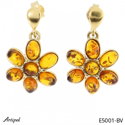 Earrings E5001-BV with real Amber