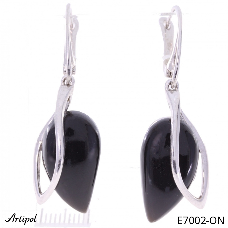 Boucles d'oreilles E7002-ON en Onyx noir véritable