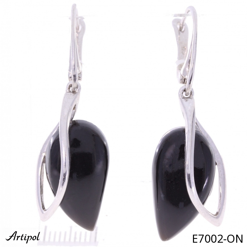 Earrings E7002-ON with real Black onyx