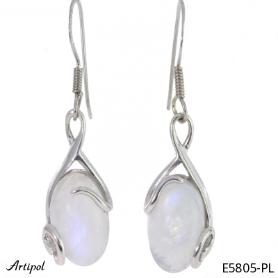 Earrings E5805-PL with real Rainbow Moonstone