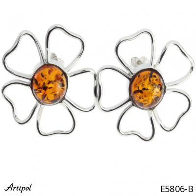Earrings E5806-B with real Amber