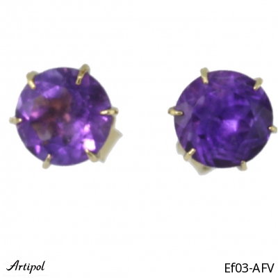 Earrings Ef03-AFV with real Amethyst gold plated