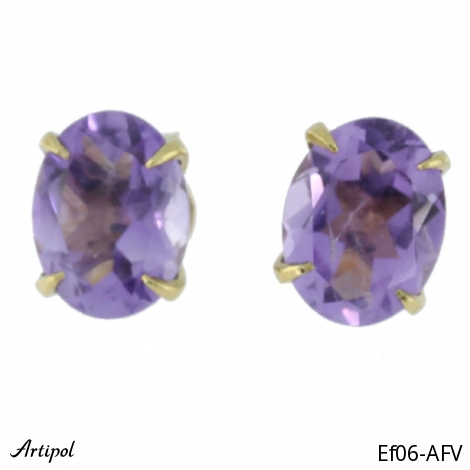 Earrings Ef06-AFV with real Amethyst gold plated