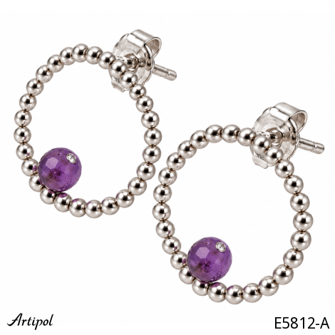 Earrings E5812-A with real Amethyst