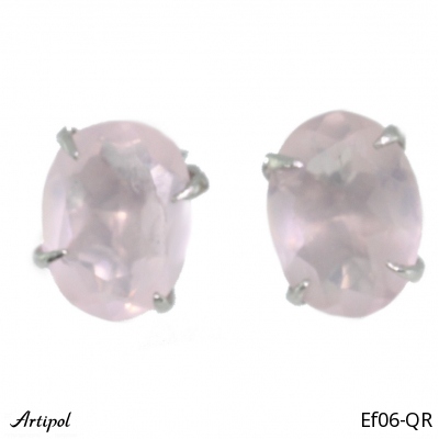 Earrings EF06-QR with real Rose quartz