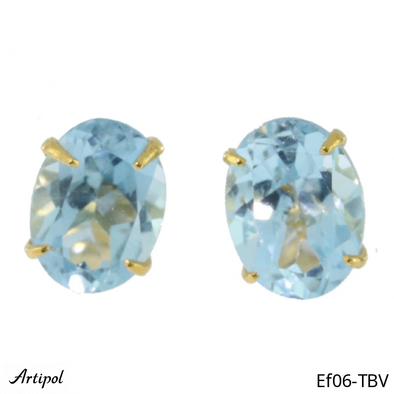 Ohrringe Ef06-TBV mit echter vergoldetem blauen Topas