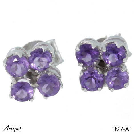 Earrings Ef27-AF with real Amethyst faceted
