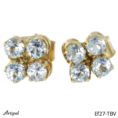Earrings Ef27-TBV with real Blue topaz gold plated