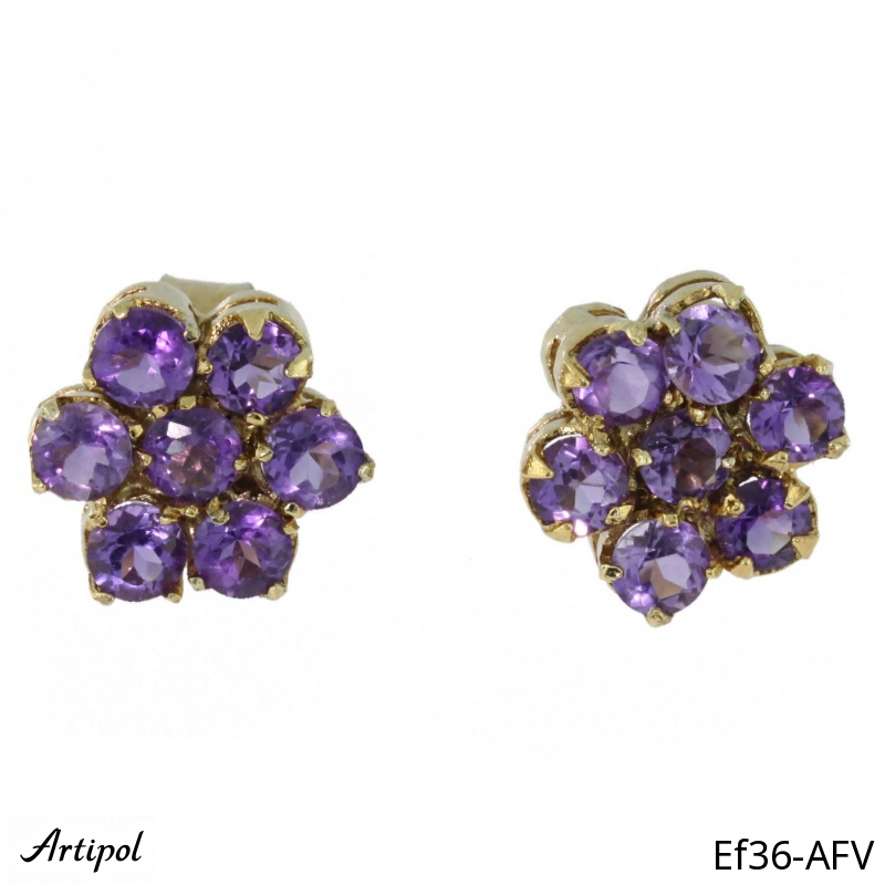 Earrings Ef36-AFV with real Amethyst gold plated