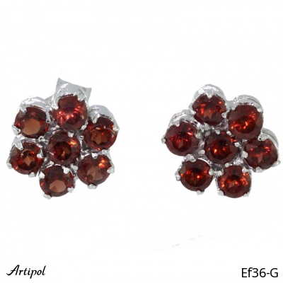 Earrings Ef36-G with real Red garnet