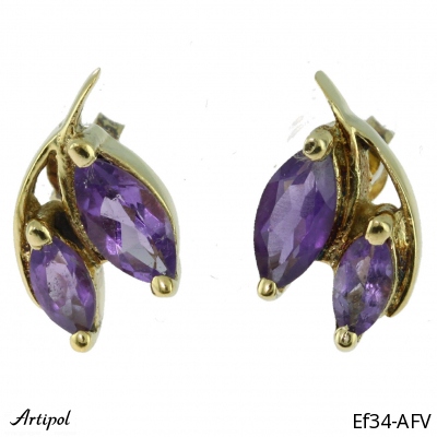 Earrings Ef34-AFV with real Amethyst gold plated