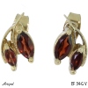 Earrings Ef34-GV with real Red garnet gold plated