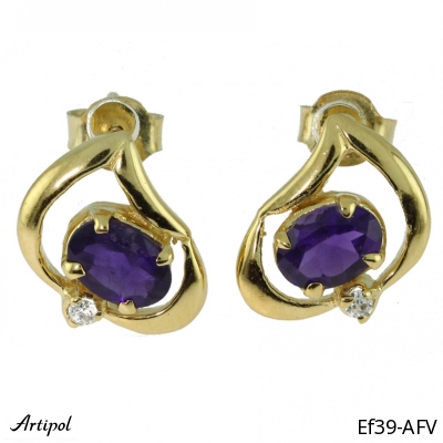 Earrings Ef39-AFV with real Amethyst gold plated
