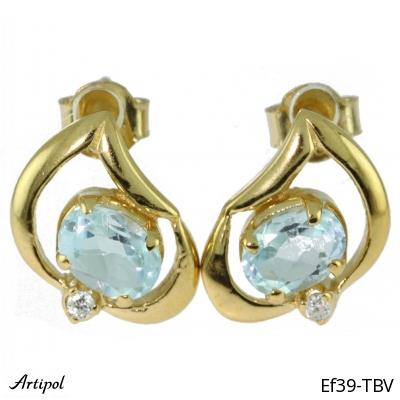 Earrings Ef39-TBV with real Blue topaz gold plated