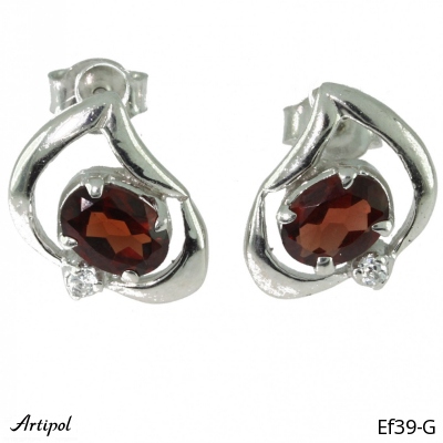 Earrings Ef39-G with real Red garnet