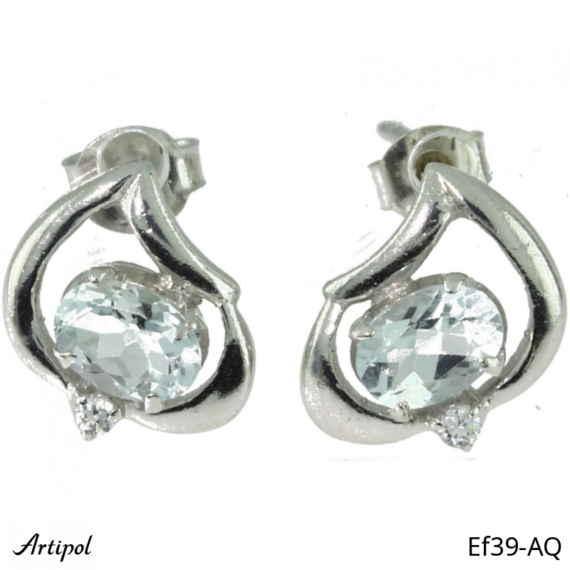 Boucles d'oreilles EF39-AQ en Aigue-marine véritable