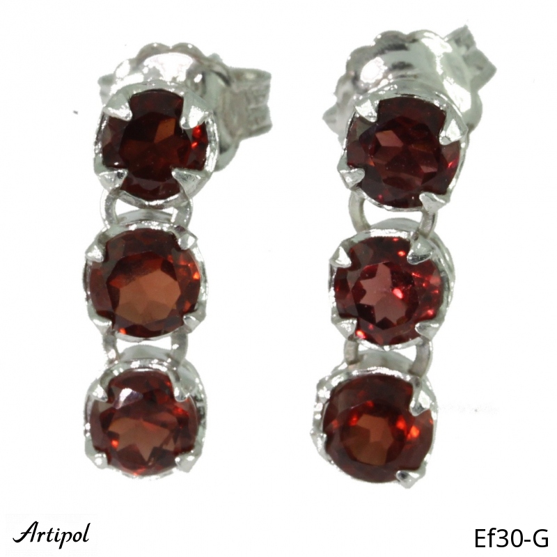 Earrings Ef30-G with real Red garnet
