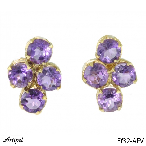 Earrings Ef32-AFV with real Amethyst gold plated