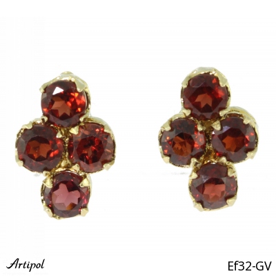 Earrings Ef32-GV with real Red garnet gold plated