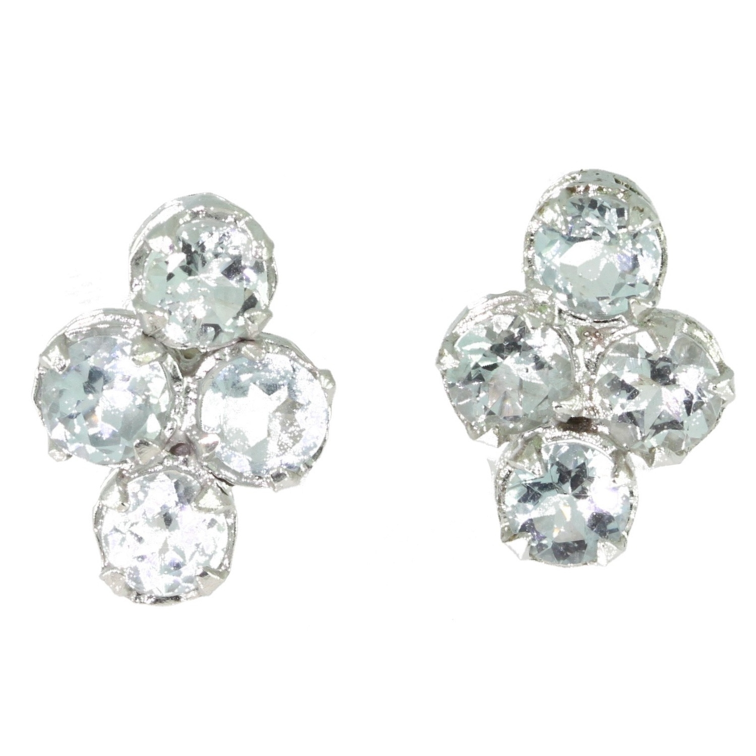 Boucles D'oreilles Créoles En Argent 925 Avec Aigue-marine - Cai - Neuves Avec Coffret