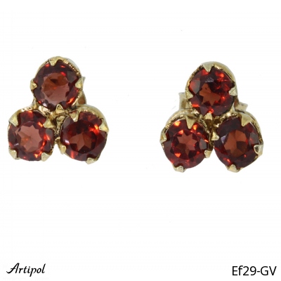Earrings Ef29-GV with real Red garnet gold plated