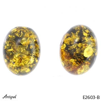 Earrings E2603-B with real Amber