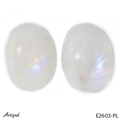 Earrings E2603-PL with real Rainbow Moonstone