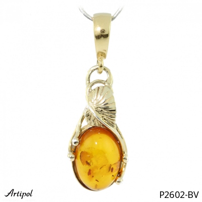 Pendant P2602-BV with real Amber gold plated