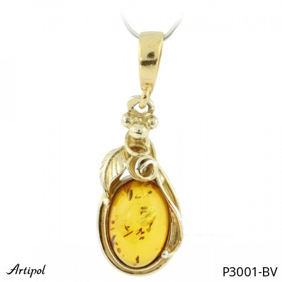 Pendant P3001-BV with real Amber gold plated