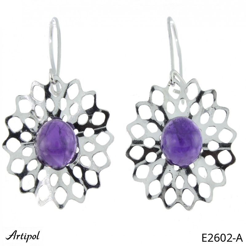 Earrings E2602-A with real Amethyst