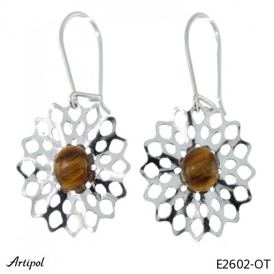 Earrings E2602-OT with real Tiger's eye