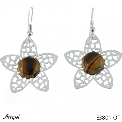 Earrings E3801-OT with real Tiger's eye