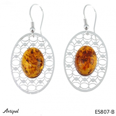 Earrings E5807-B with real Amber