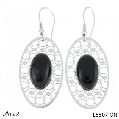 Earrings E5807-ON with real Black onyx