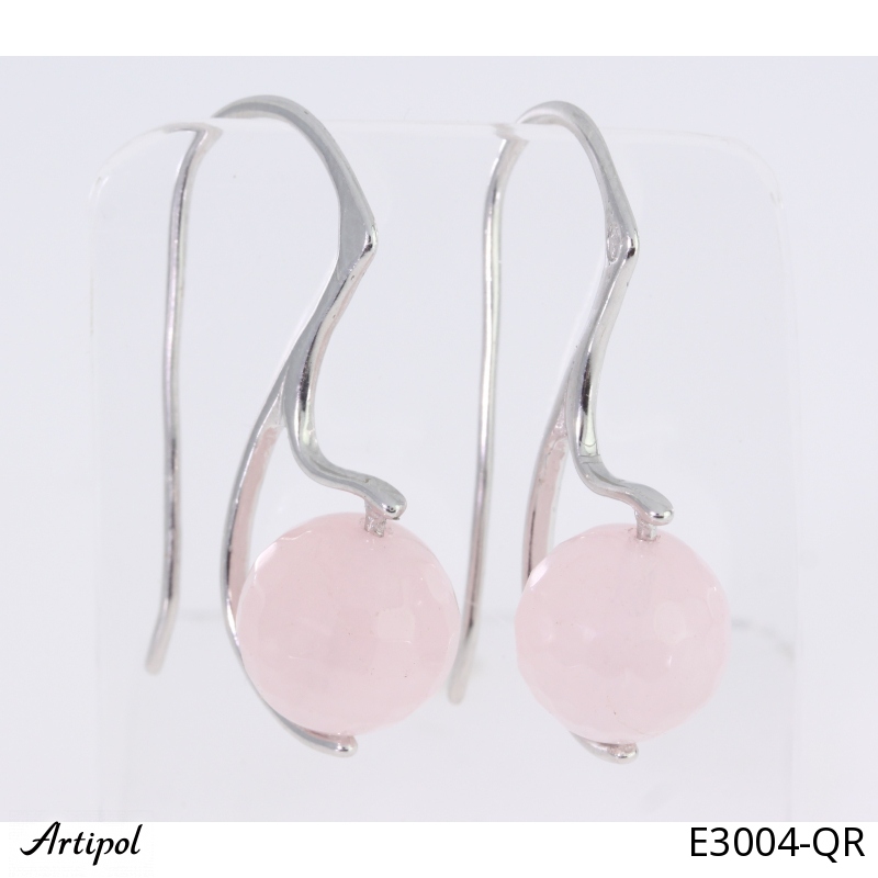 Earrings E3004-QR with real Rose quartz