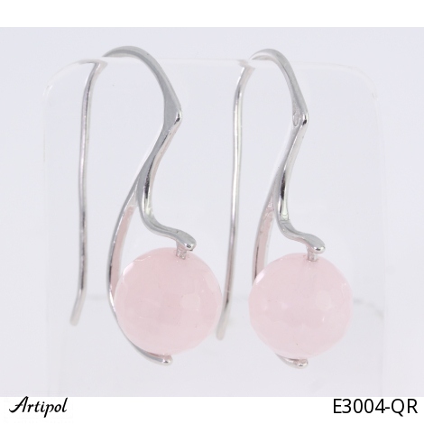Earrings E3004-QR with real Quartz rose