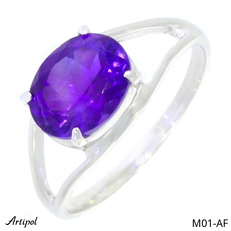 Ring M01-AF with real Amethyst faceted