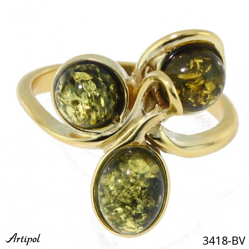 Ring 3418-BV with real Amber gold plated