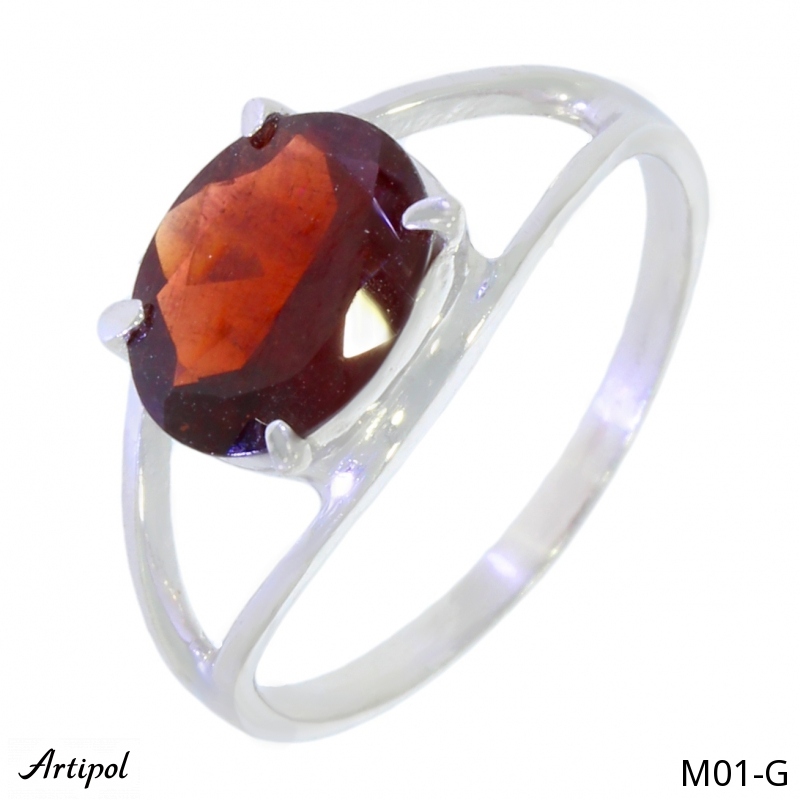Ring M01-G with real Red garnet
