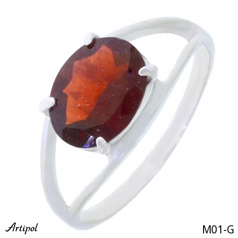 Ring M01-G with real Red garnet