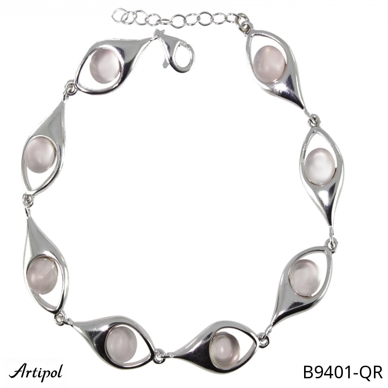 Bracelet B9401-QR with real Rose Quartz