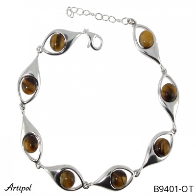 Bracelet B9401-OT with real Tiger Eye