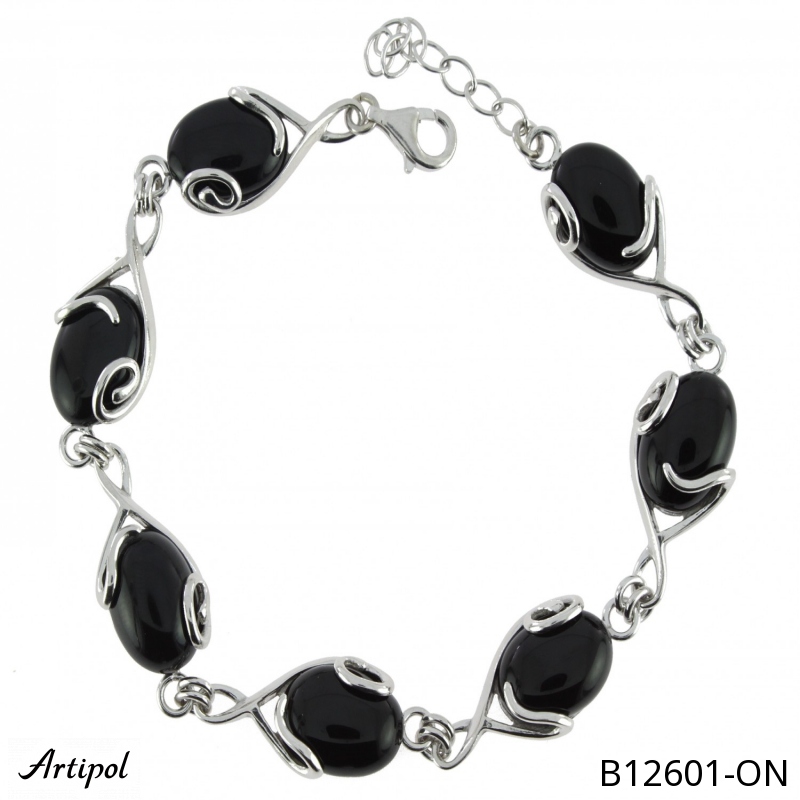 Bracelet B12601-ON en Onyx noir véritable