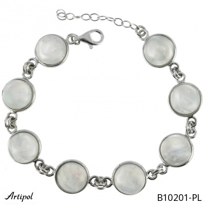 Bracelet B10201-PL with real Rainbow Moonstone