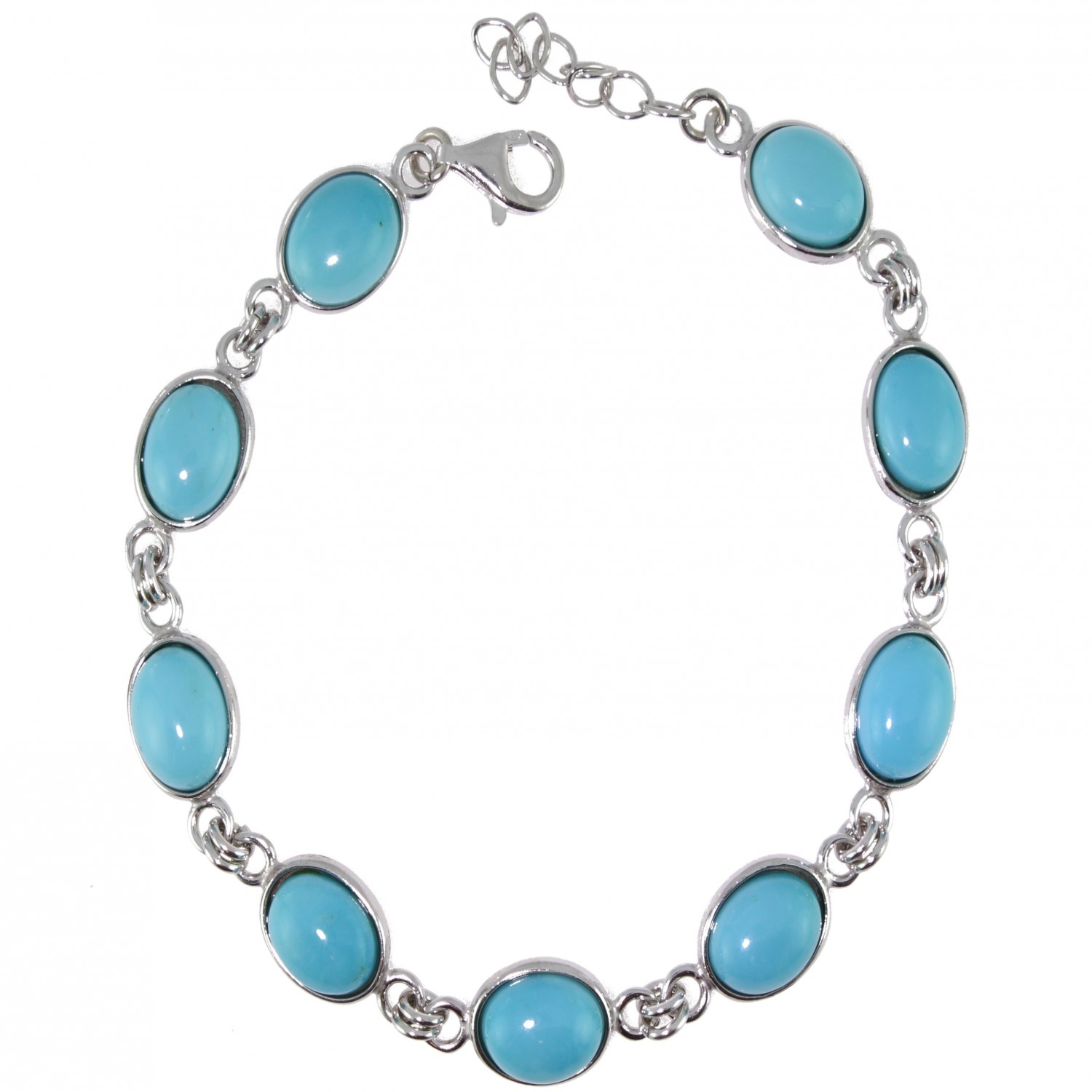 Bracelet Dolly-Bijoux Boules Argent 925 Et Cristaux Multicolores Turquoise – 18 Cm